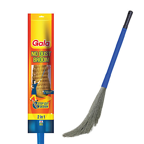 Gala No Dust Broom With PP Bristles, Extendable 138 Cm Long Handle for floor & ceiling cleaning - Jhadu With washable Fibres, 1 pc