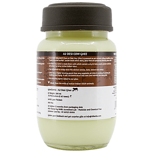 18 Herbs Organics A2 Desi Cow Ghee, 200 ml Glass Bottle 