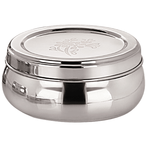 bb home Belly Puri Dabba/Container With Lid - Stainless Steel, Rust Proof, Durable, 3 pcs  