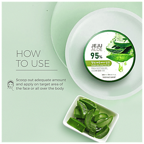 The Face Shop Jeju Fresh Soothing Gel - 95% Aloe, Soothes & Intensely Moisturizes The Skin, Free From Paraben & Mineral Oil, 300 ml  Free from Paraben & Mineral Oil