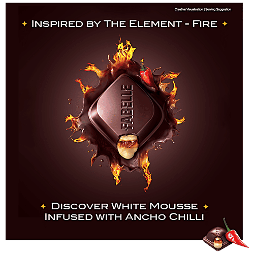 Fabelle Exquisite Fire Centre Filled Chocolate Bar - White Mousse & Chilli, 131 g  