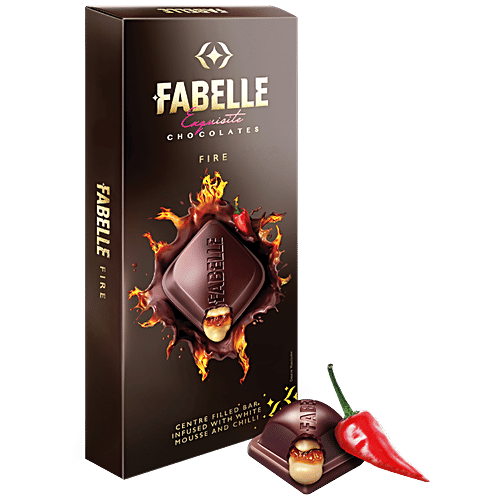 Fabelle Exquisite Fire Centre Filled Chocolate Bar - White Mousse & Chilli, 131 g  