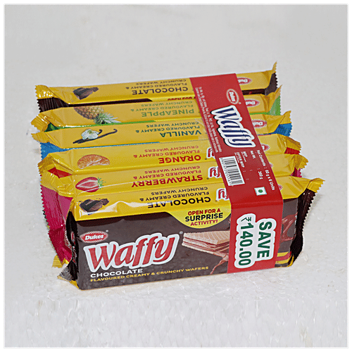 Dukes Waffy Creamy & Crunchy Wafers - Assorted Flavours, 60 g (Buy 3 Get 3 Free) Creamy & Crunchy