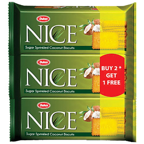 Dukes  Nice Sugar Sprinkled Coconut Biscuits Combo, 3 pcs (Buy 2 Get 1 Free) 