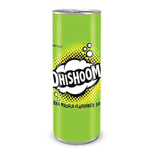 Dhishoom Jeera Masala Flavoured Soda, 250 ml Tin Caffeine Free, No Artificial Sweeteners