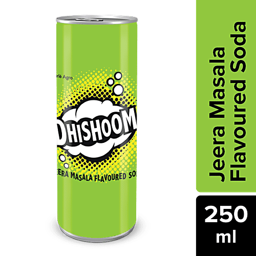 Dhishoom Jeera Masala Flavoured Soda, 250 ml Tin Caffeine Free, No Artificial Sweeteners