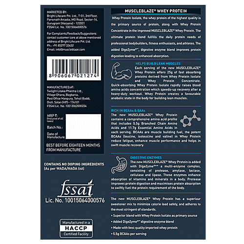 MuscleBlaze Whey Protein - Rich Milk Chocolate, 4 kg  Helps Build Muscle