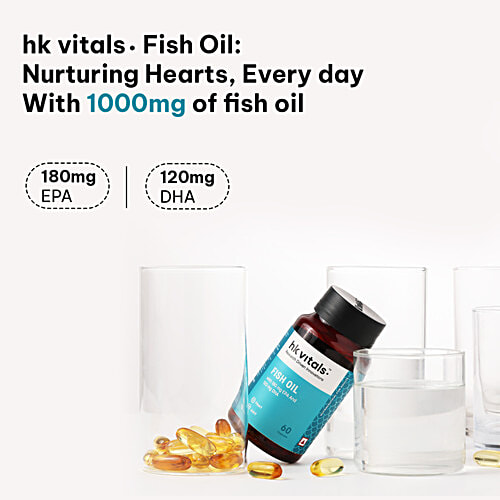 Healthkart Fish Oil Gelatin Capsule - Improves Joint Flexibility, 60 pcs For Healthy Heart
