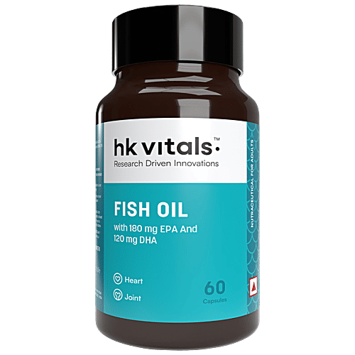 Healthkart Fish Oil Gelatin Capsule - Improves Joint Flexibility, 60 pcs For Healthy Heart