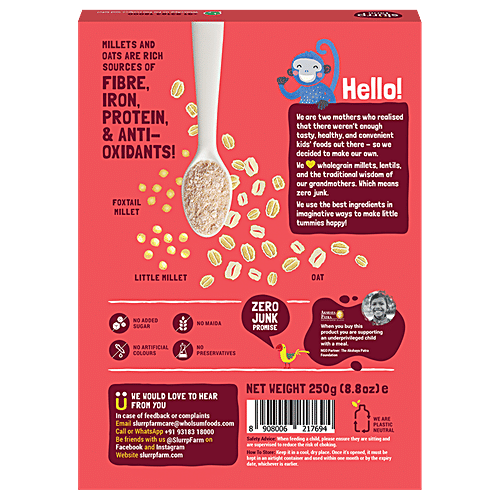 Slurrp Farm Millet & Oats Cereal - No Sugar, Instant Healthy Cereal, 250 g  No Preservatives, No Artificial Flavours