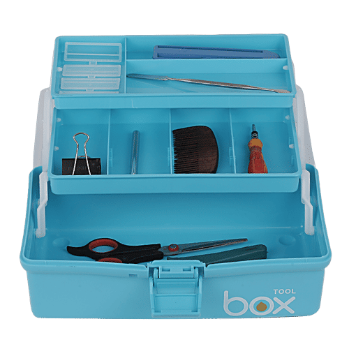 DP Plastic Tool Box With Handle - Blue, 1 pc  