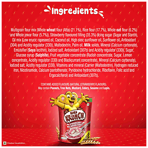 Nestle Koko Krunch Breakfast Cereal - Strawberry Flavour Burst, 250 g Pouch No Artificial Flavours