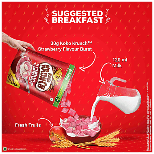 Nestle Koko Krunch Breakfast Cereal - Strawberry Flavour Burst, 250 g Pouch No Artificial Flavours