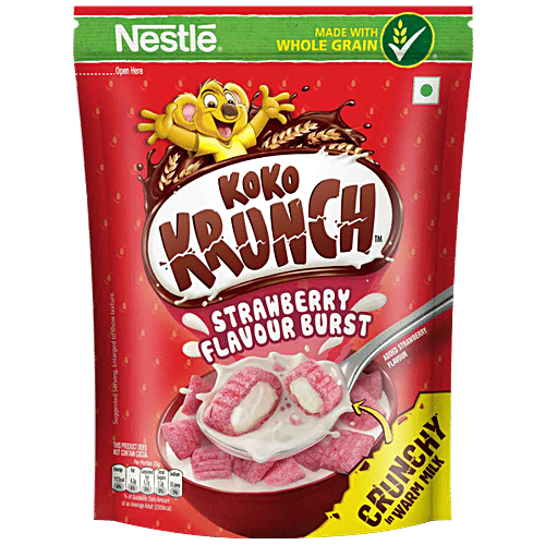 Nestle Koko Krunch Breakfast Cereal - Strawberry Flavour Burst, 250 g Pouch No Artificial Flavours