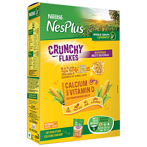 Nestle NesPlus Breakfast Cereal - Crunchy Flakes with Corn & Oats, 250 g Box 