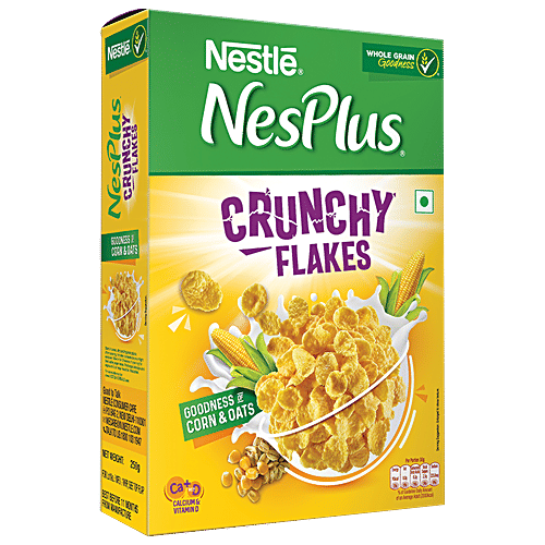 Nestle NesPlus Breakfast Cereal - Crunchy Flakes with Corn & Oats, 250 g Box 