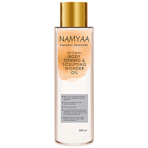 Namyaa Natural Skincare Therapy Body Toning & Sculpting Wonder Oil - Reduces Stretch Marks, 200 ml