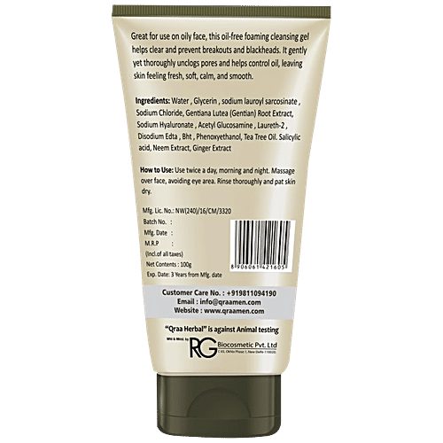 Qraa Men Acne Clearing Face Wash, 100 g  