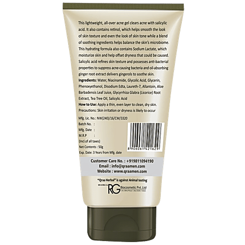 Qraa Men Acne Clearing Gel, 50 g  