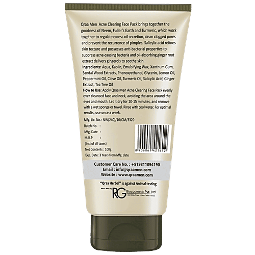 Qraa Men Acne Clearing Face Pack, 100 g  