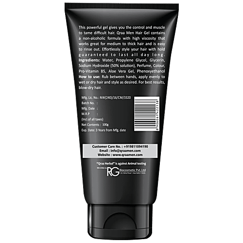 Qraa Men Hair Styling Gel, 100 g  
