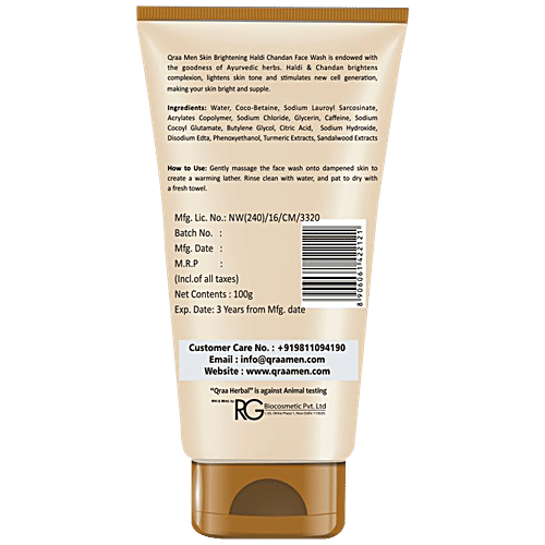 Qraa Men Haldi Chandan Skin Brightening Face Wash, 100 g  
