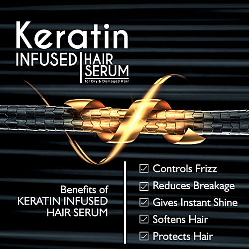 Qraa Men Keratin Infused Hair Serum For Dry & Damaged Hair, 100 ml  Gives Instant Shine