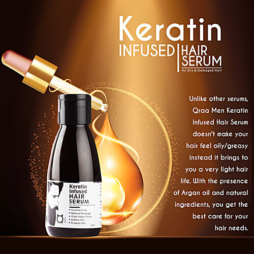 Qraa Men Keratin Infused Hair Serum For Dry & Damaged Hair, 100 ml  Gives Instant Shine