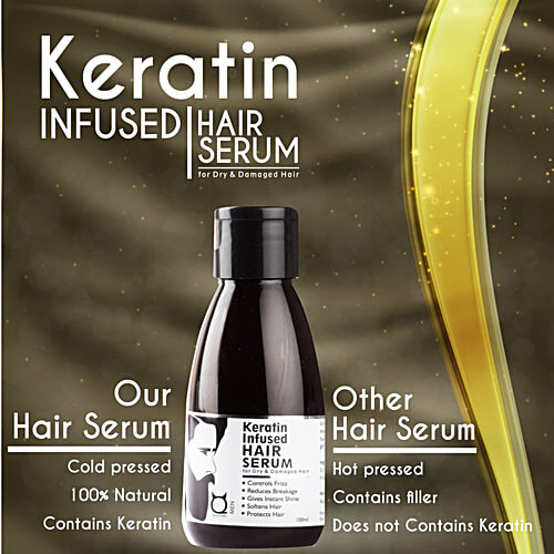 Qraa Men Keratin Infused Hair Serum For Dry & Damaged Hair, 100 ml  Gives Instant Shine