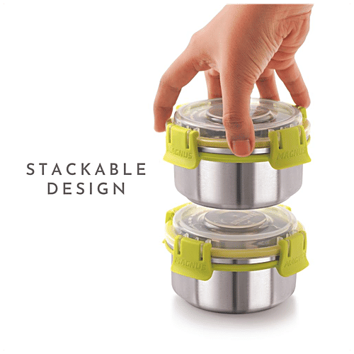 Magnus Klip Lock Stainless Steel Container No. 2 - Stackable, Airtight, BPA & Lead Free, Food Grade, 3201, 300 ml  Airtight