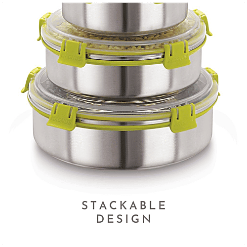 Magnus Klip Lock Stainless Steel Container No. 4 - Stackable, Airtight, BPA & Lead Free, Food Grade, 3401, 750 ml Airtight