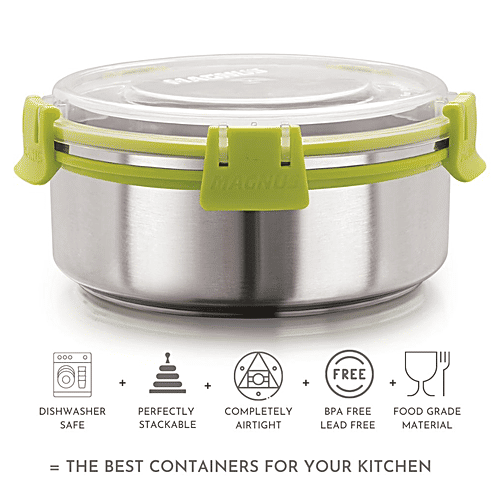 Magnus Klip Lock Stainless Steel Container No. 4 - Stackable, Airtight, BPA & Lead Free, Food Grade, 3401, 750 ml Airtight