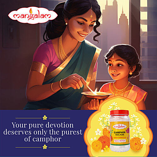 Mangalam Pure Camphor - Leaves No Residue & Ash, Purifies Ambience, For Pooja, Aromatherapy, 250 g Jar organic
 Dispels Negativity
 Long Lasting Flame