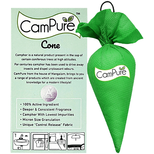 Campure Air Freshener Cone  - Jasmine & Camphor, Refreshing Fragrance, Repels Mosquitoes, Elevates Mood, 60 g  Refreshing Fragrance
 Repels Mosquitoes
 Elevates Mood