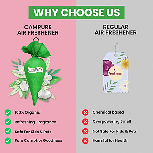 Campure Air Freshener Cone  - Jasmine & Camphor, Refreshing Fragrance, Repels Mosquitoes, Elevates Mood, 60 g  Refreshing Fragrance
 Repels Mosquitoes
 Elevates Mood