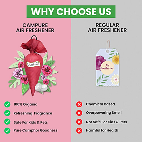 Campure Air Freshener Cone - Rose & Camphor, Refreshing Fragrance, Repels Mosquitoes, Elevates Mood, 60 g  Refreshing Fragrance
 Repels Mosquitoes
 Elevates Mood