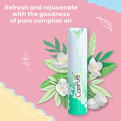 Campure Camphor Air Freshener - Jasmine & Camphor, Refreshing Fragrance, Repels Mosquitoes, 250 ml Refreshing Fragrance
Repels Mosquitoes