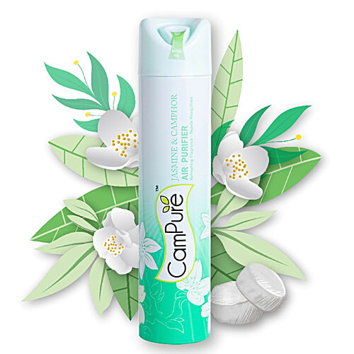 Campure Camphor Air Freshener - Jasmine & Camphor, Refreshing Fragrance, Repels Mosquitoes, 250 ml Refreshing Fragrance
Repels Mosquitoes