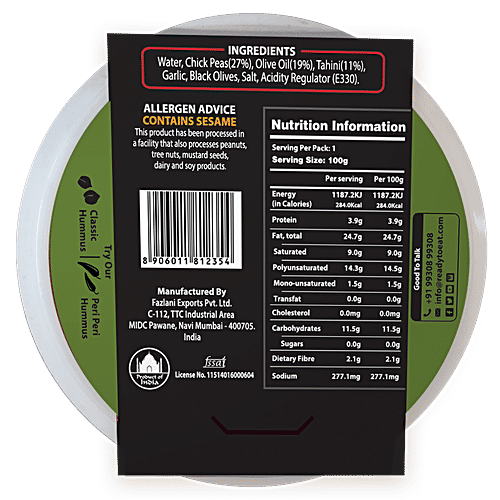 Fazlani Foods Black Olives Hummus, 100 g  No Preservatives & Gluten Free