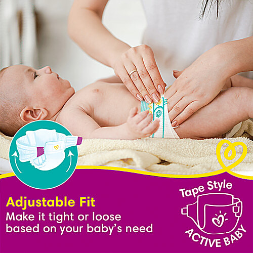 Pampers  Active Baby Diapers - Small, 3-8 kg, Extra Dry Layer, 92 pcs  