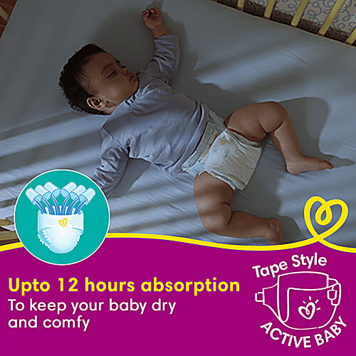 Pampers  Active Baby Diapers - Small, 3-8 kg, Extra Dry Layer, 92 pcs  