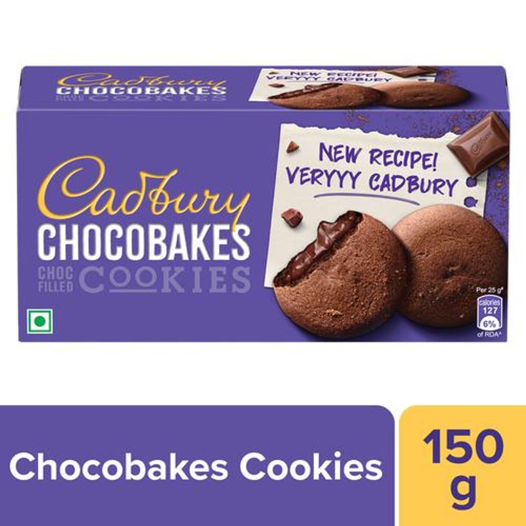 Cadbury Chocobakes Choc Filled Cookies, 150 g (Pack of 12)