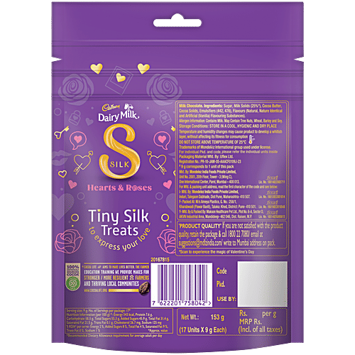 Cadbury Dairy Milk Silk Hearts & Roses Chocolate Home Treats Valentines Gift Pack, 153 g