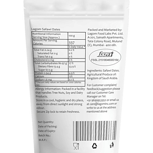 Lagom Safawi Dates/Khajoor, 500 g Pouch 