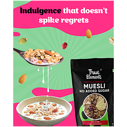 True Elements No Added Sugar Muesli With Real Fruits & Nuts, 1.2 kg  2x More Protein, High Fibre