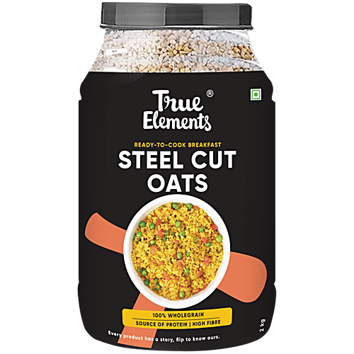 True Elements Gluten-Free Steel Cut Oats - Rich In Iron & Fibre, 100% Wholegrain, 2 kg  High Protein, Gluten Free
