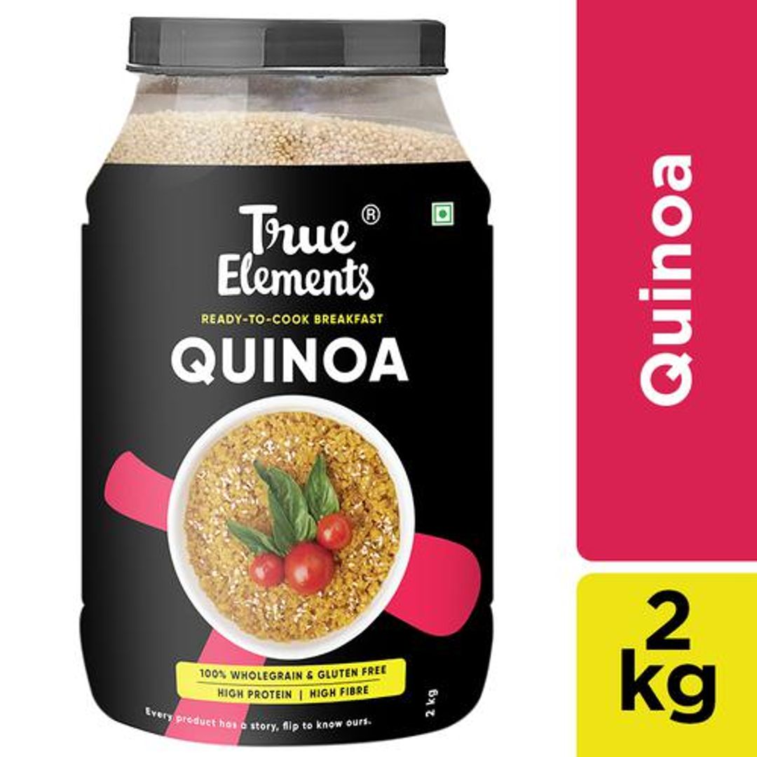 True Elements Quinoa - 100% Wholegrain, High Protein, Breakfast Cereal, Gluten Free, Diet Food, 2 kg 