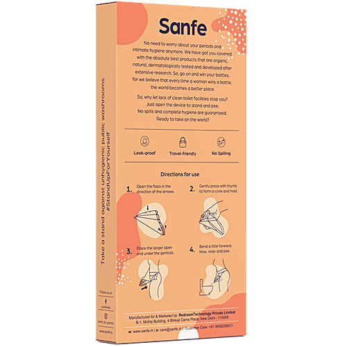 Sanfe Stand & Pee Biodegradable Urination Funnel For Women - Prevents Infection, 20 pcs  Biodegradable & Water Resistant