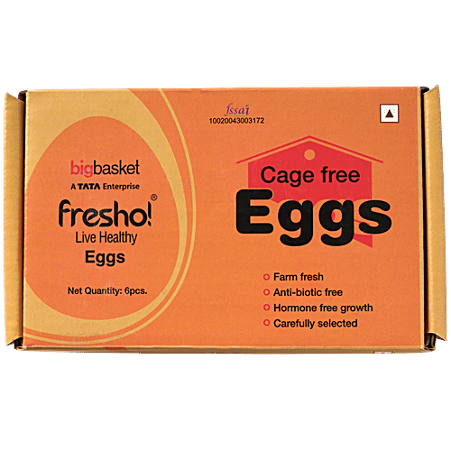 fresho! Country Cage Free Eggs-Medium, 6 pcs