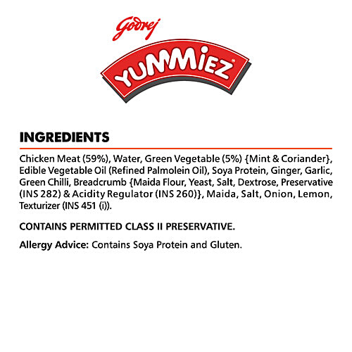 Godrej Yummiez Yummiez Chicken Hariyali Kabab, 400 g Pouch Zero Trans Fat